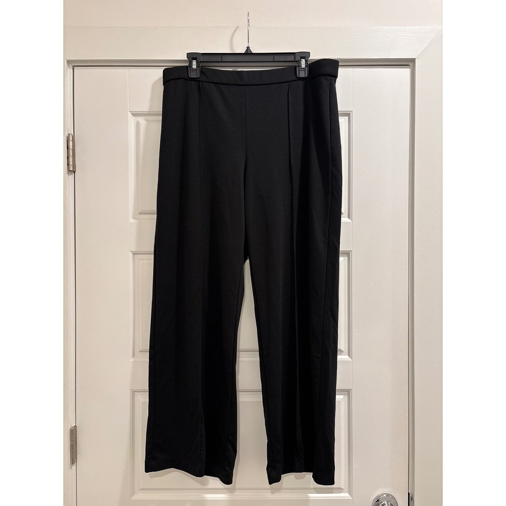 Isaac Mizrahi Live Elements Black Wide Leg Pintuck Pants Womens Large